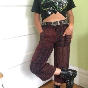 SOLD‼️Burgundy wide leg, patchwork detailed pants